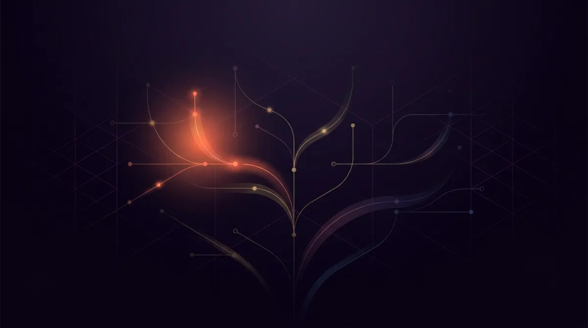 Abstract network of light representing AI integrated into business operations